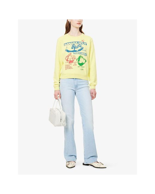 Mother Yellow The Camper Graphic Print Cotton Sweatshirt