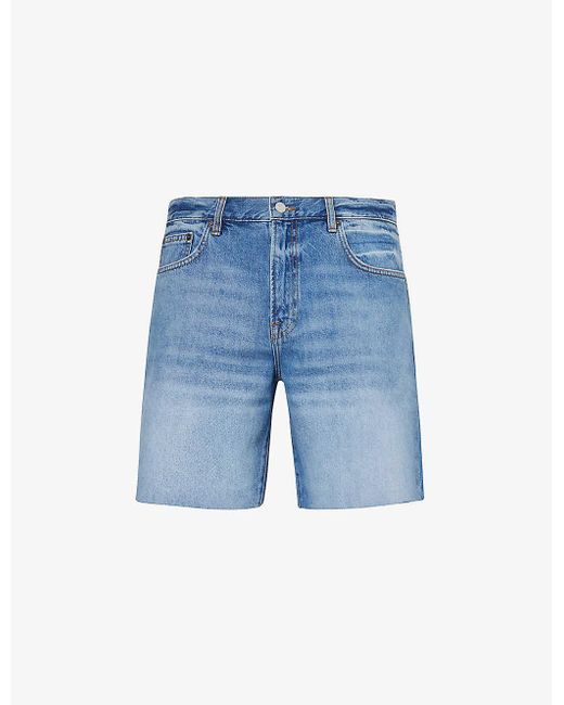 FRAME Blue Vintage Raw-hem Regular-fit Denim Shorts for men