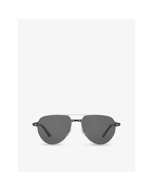Cartier Gray Ct0425s Pilot-frame Metal Sunglasses for men