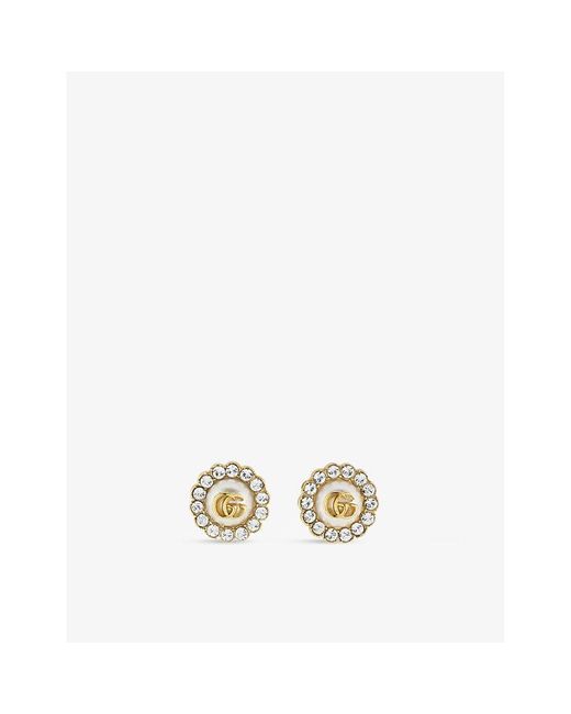Gucci Metallic gg Marmont Crystal-flower Gold-toned Metal Earrings