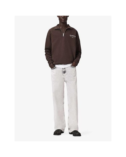 AllSaints Brown Underground Logo-Print Cotton Sweatshirt for men