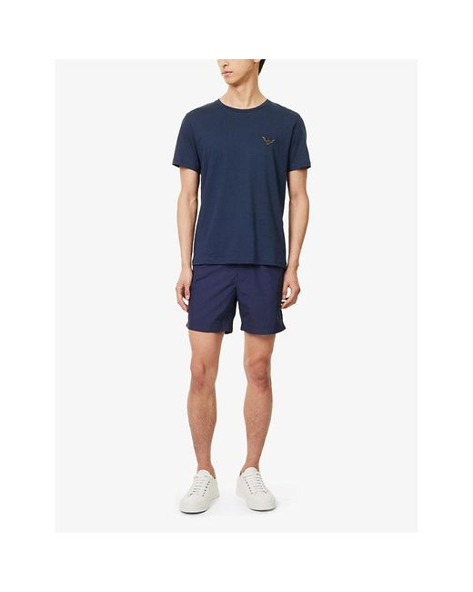 Emporio Armani Blue Blu Vy Logo-embroidered Relaxed-fit Cotton-jersey T-shirt X for men