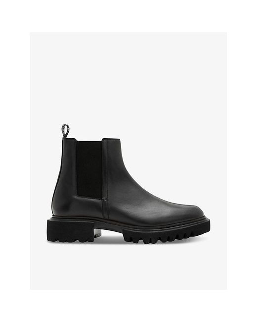 AllSaints Black Vince Chunky-sole Leather Ankle Boots for men