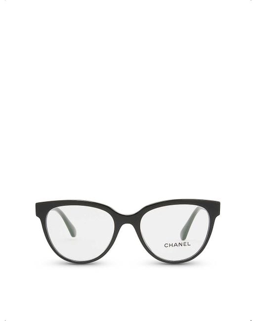 Chanel Black Ch3394 Butterfly-frame Acetate Optical Glasses
