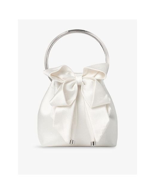 Jimmy Choo White Bon Bon Mini Satin Top-Handle Bag