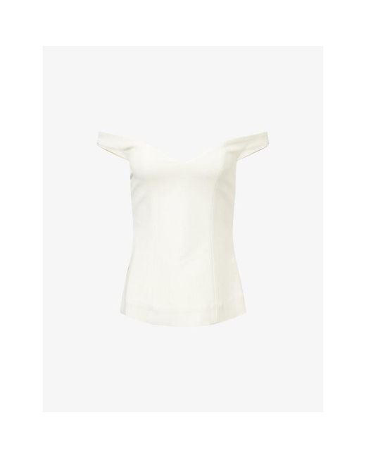 RÓHE Frames White Off-Shoulder Sweetheart-Neckline Woven Top