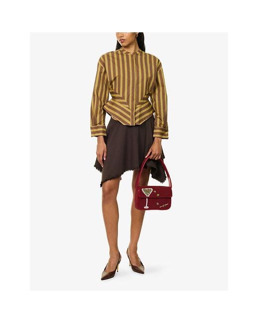 Staud Brown Rhys Stripe Cotton Top