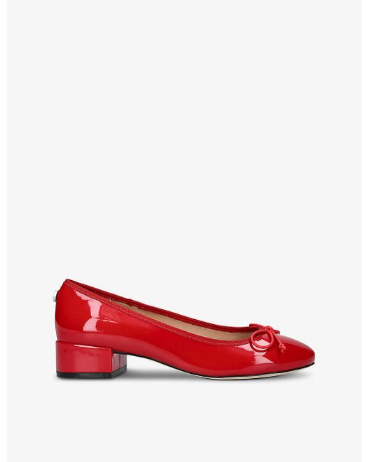 Steve Madden Red Cherish Bow-embellished Faux-leather Ballet Flats
