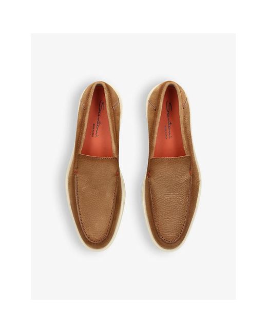 Santoni White Detroit Contrast-sole Leather Loafers for men