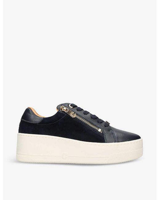 Carvela Kurt Geiger Blue Connected Zip Leather Low-top Trainers