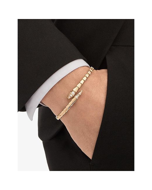 BVLGARI Metallic Serpenti Viper 18Ct- And 0.47Ct Pavé Diamond Bracelet