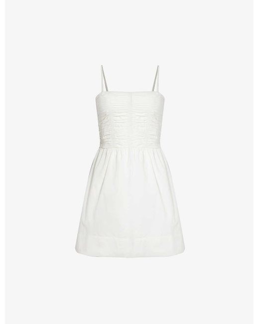 Faithfull The Brand White Rhea A-line Organic Cotton Poplin Mini Dress