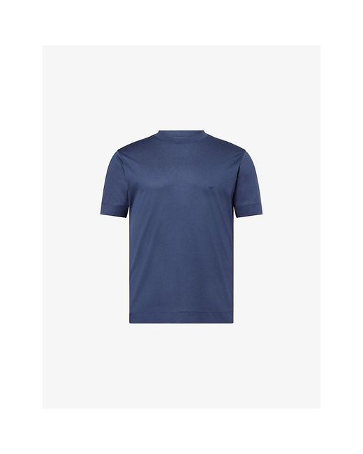 Emporio Armani Blue Logo-Print Crew-Neck Cotton-Jersey T-Shirt for men