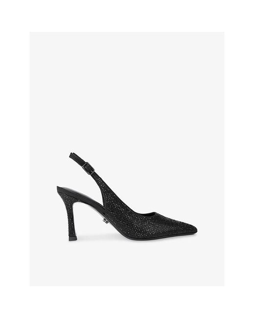 Carvela Kurt Geiger Black Corletta Woven Heeled Slingback Courts