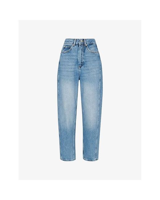 Whistles Blue Authentic Barrel-leg Mid-rise Denim Jeans