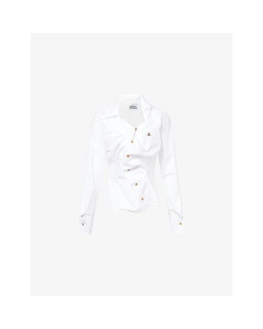 Vivienne Westwood White Drunken Cinched Cotton-Poplin Shirt