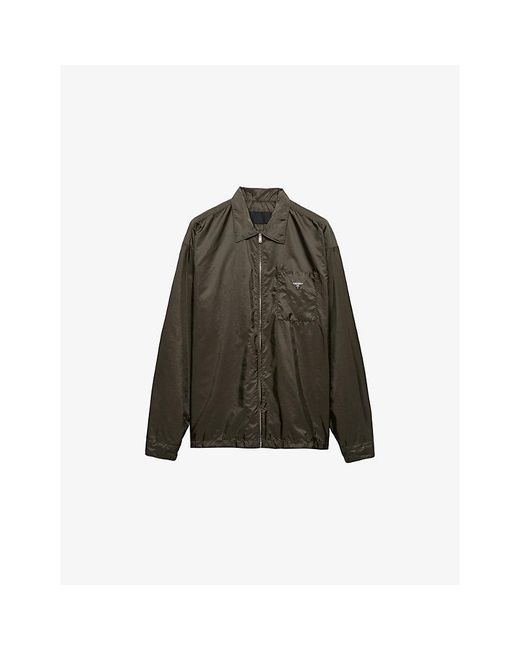 Prada Green Re-Nylon Zipped Woven Shirt for men