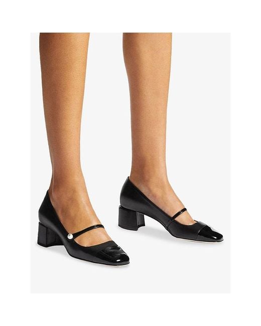 Jimmy Choo Black Elisa Block-Heel Leather Heeled Courts