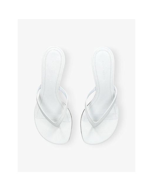 AMINA MUADDI White Juliette Thong 45 Leather Heeled Sandals