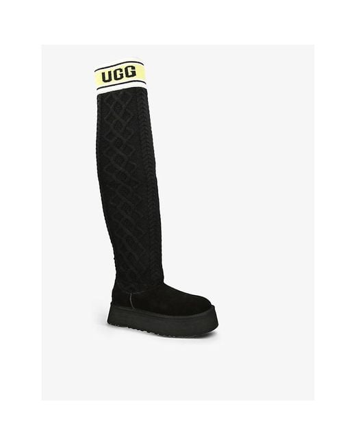 UGG Logo Cable knit Sweater Over the knee Boots in Black Lyst
