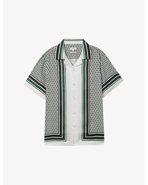 Reiss Gray Blair Geometric-print Woven Shirt for men