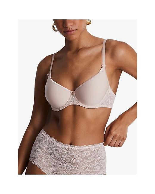 Aubade Pink Rosessence Lace-Trim Stretch-Woven Bra