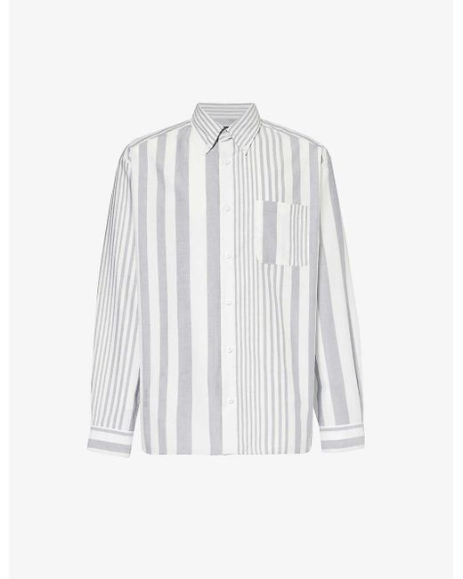 A.P.C. White Striped Relaxed-fit Cotton Shirt for men