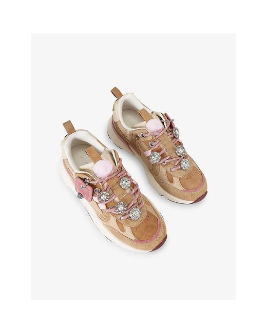 Kurt Geiger Pink Kurt Runner Suede And Mesh Trainers