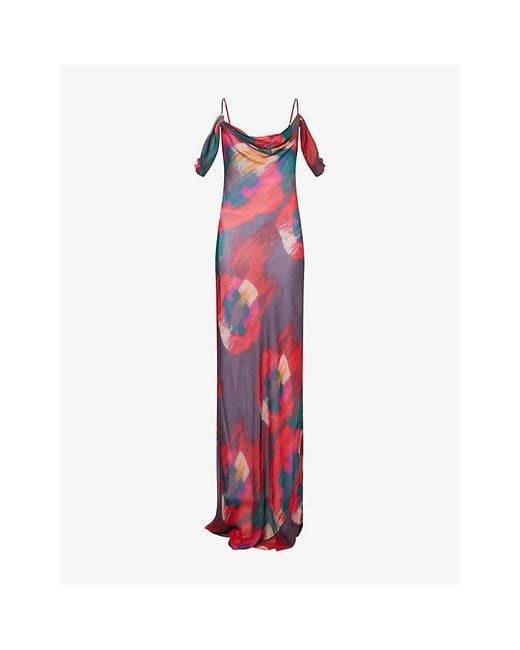 Rat & Boa Red Adriana Printed Woven Maxi Dress