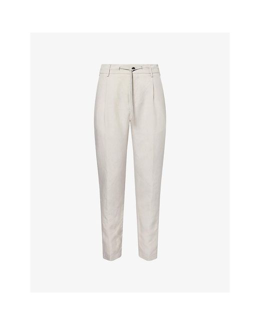 Eleventy White Slim-Leg Jogger Linen-Blend Trousers for men