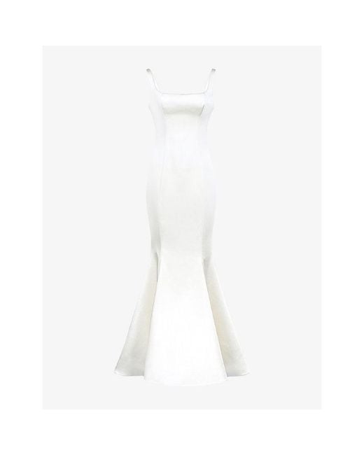 House Of Cb White Leonie Button-Back Satin Bridal Gown