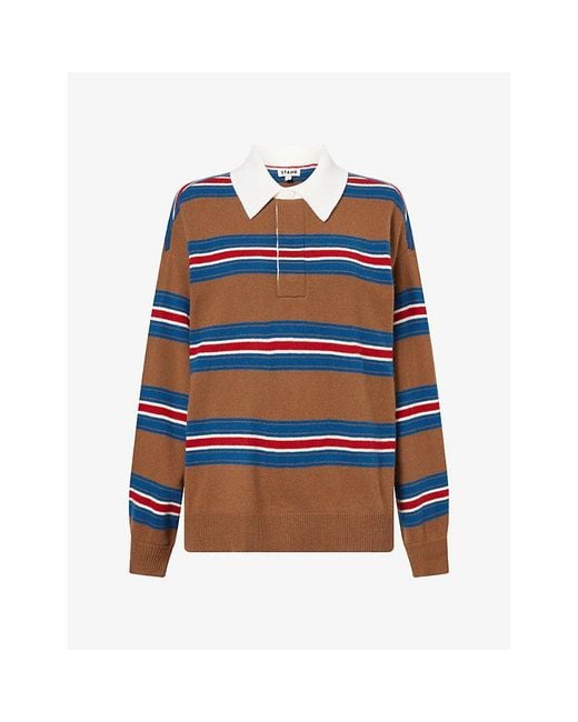 Staud Blue Michael Stripe Cashmere Knit Top