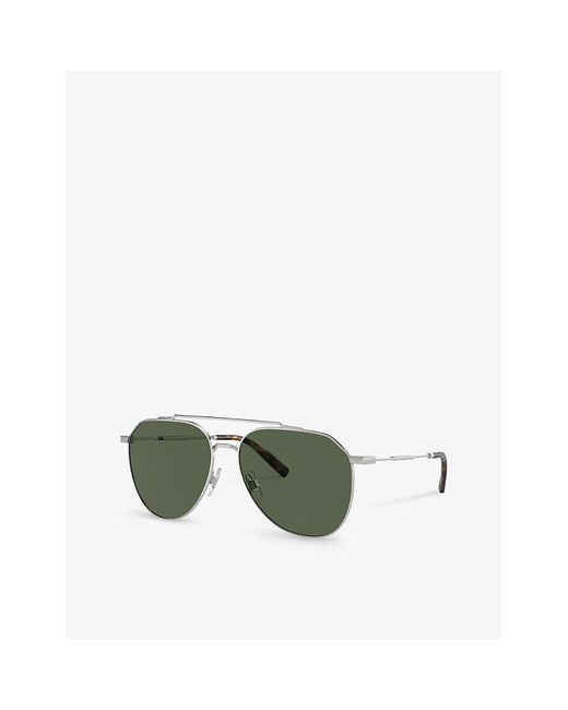 Dolce & Gabbana Green Dg2296 Pilot-frame Steel Sunglasses