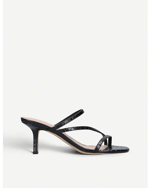 ALDO Kaeidia Croc-embossed Faux-leather Heeled Sandals in Black | Lyst