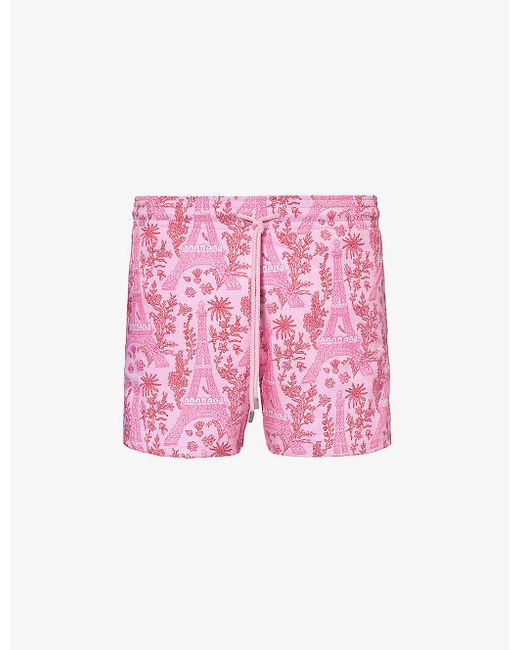 Vilebrequin Pink Moorise Graphic-print Stretch-recycled-polyamide Swim Shorts Xx for men