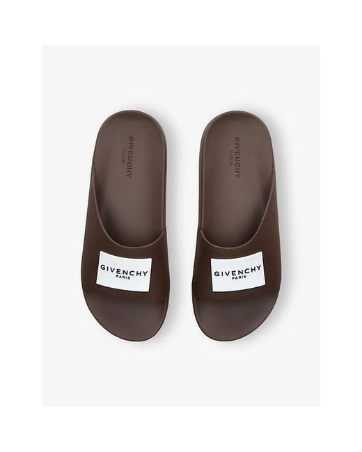 Givenchy Brown Label Rubber Slides for men