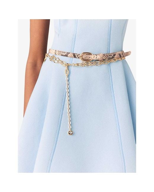 Maje White Python-Effect Leather Belt