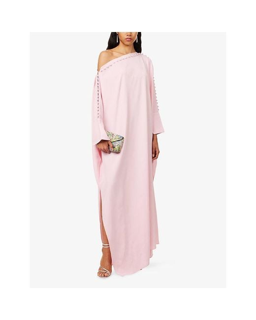 ‎Taller Marmo Pink Mila Off-Shoulder Woven Kaftan