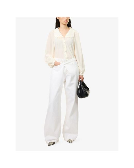 FRAME White The Crossover Wide-Leg Denim Jeans