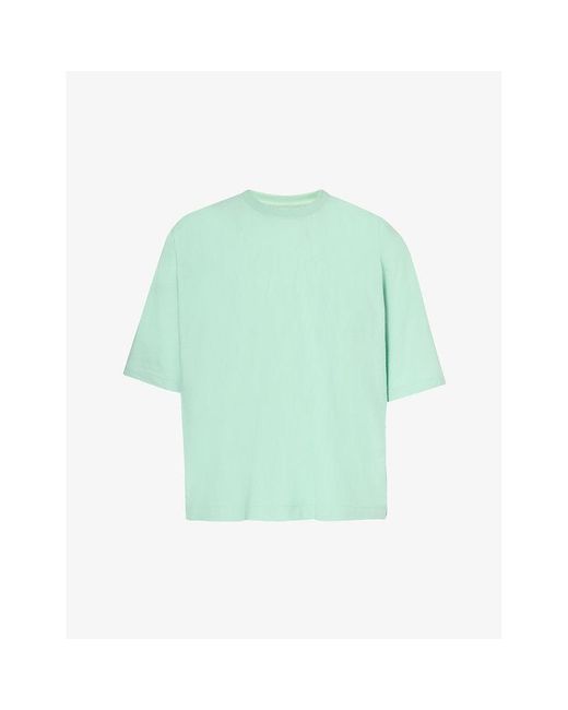 Homme Plissé Issey Miyake Green Crewneck Relaxed-fit Cotton-jersey T-shirt for men