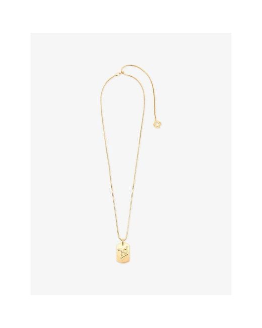 Maje White Zodiac-Plaque Metal Necklace