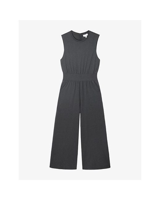 The White Company Gray Sleeveless Wide-Leg Stretch-Jersey Jumpsuit