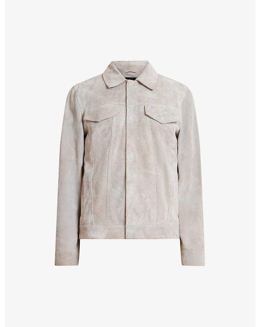 AllSaints White Hopper Patch-pocket Suede Jacket X for men