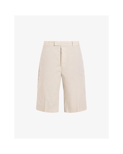 AllSaints Natural Bailey Pressed-crease Organic-cotton Shorts for men