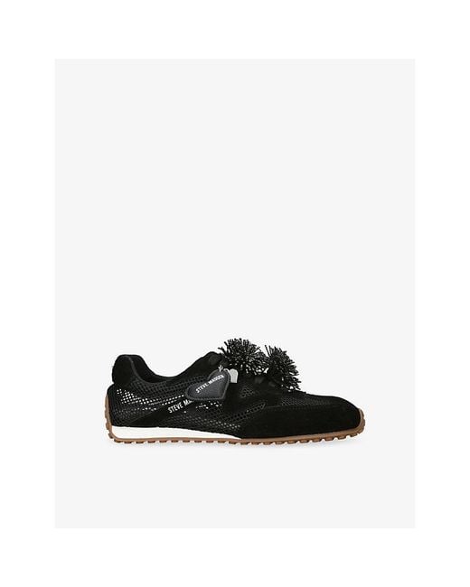 Steve Madden Black Coheart Faux-Leather Trainers