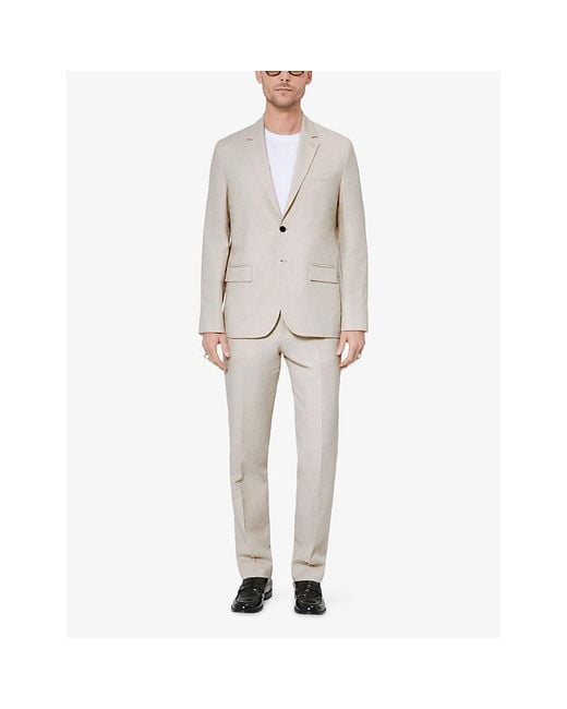 The Kooples Natural Lapel-Collar Single-Breasted Cotton And Linen-Blend Blazer for men