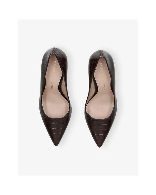Stuart Weitzman Brown Stuart Power 85 Heeled Leather Pumps