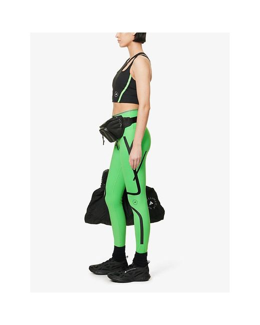 adidas By Stella McCartney Truepace High-rise Stretch-recycled Polyester  leggings in Green | Lyst UK