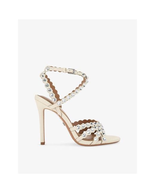KG by Kurt Geiger White Slideaway Faux-Leather Heeled Sandals