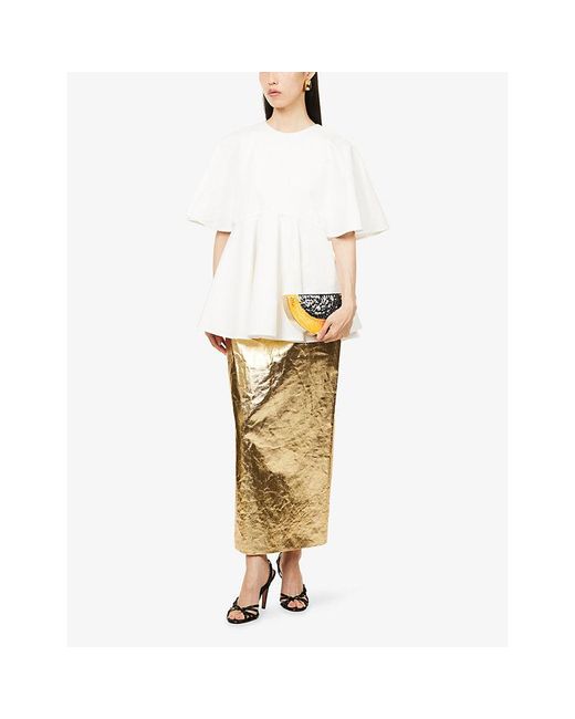 Gabriela Hearst Manuela Metallic Linen Midi Skirt